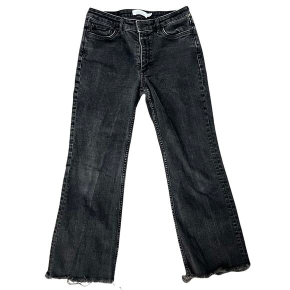 Anthropologie & Other Stories Black Lace-up Straight Leg Raw Hem Jeans size 27 - Picture 1 of 13